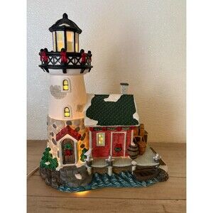 Vtg Carole Towne Collection 2000 Hand Painted Ceramic Village Lighthouse
